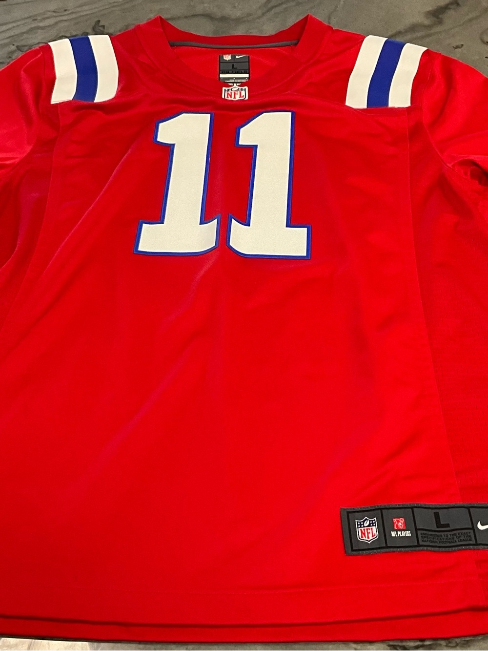 NFL New England Patriots Edelman #11 Jersey -  Red White Nike Men’s Large